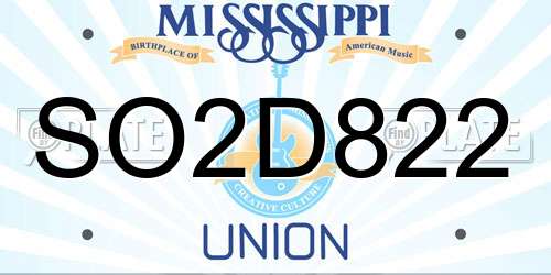 SO2D822 Mississippi License Plate