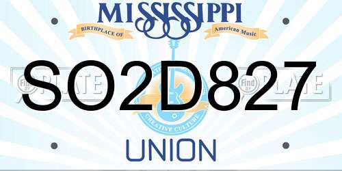 SO2D827 Mississippi License Plate