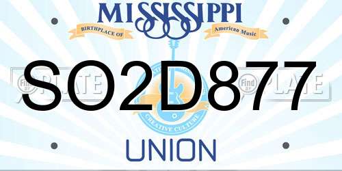 SO2D877 Mississippi License Plate