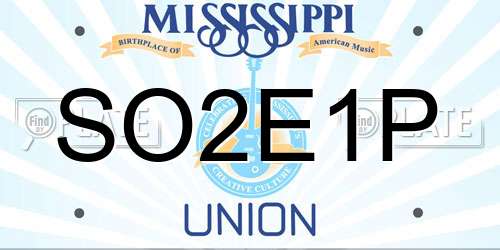 SO2E1P Mississippi License Plate