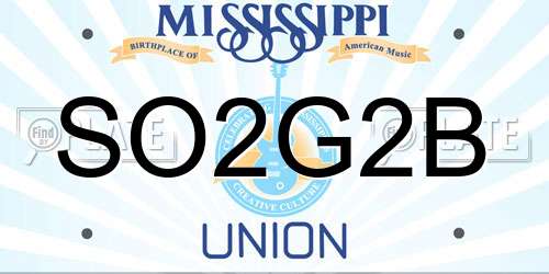 SO2G2B Mississippi License Plate