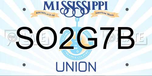 SO2G7B Mississippi License Plate