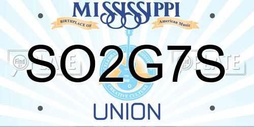 SO2G7S Mississippi License Plate