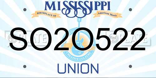 SO2O522 Mississippi License Plate