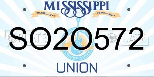 SO2O572 Mississippi License Plate