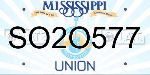 SO2O577 Mississippi License Plate