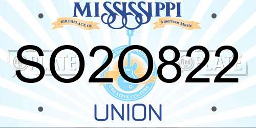 SO2O822 Mississippi License Plate
