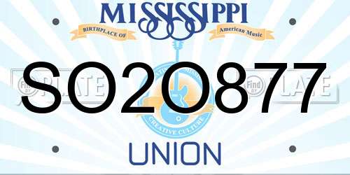 SO2O877 Mississippi License Plate