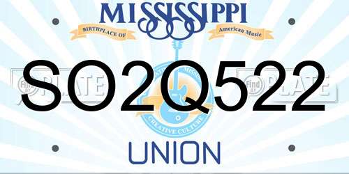 SO2Q522 Mississippi License Plate