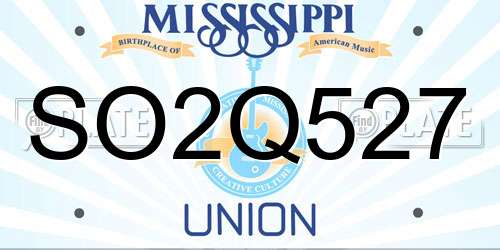 SO2Q527 Mississippi License Plate