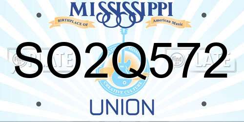 SO2Q572 Mississippi License Plate