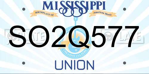 SO2Q577 Mississippi License Plate