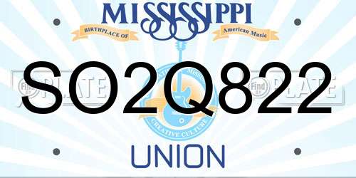 SO2Q822 Mississippi License Plate