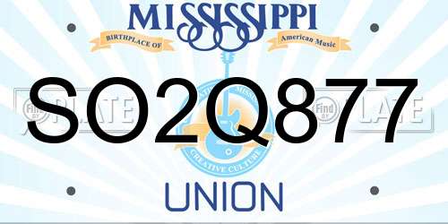 SO2Q877 Mississippi License Plate