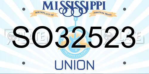 SO32523 Mississippi License Plate