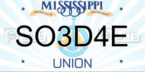 SO3D4E Mississippi License Plate