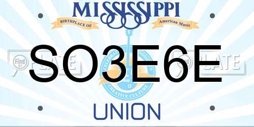 SO3E6E Mississippi License Plate