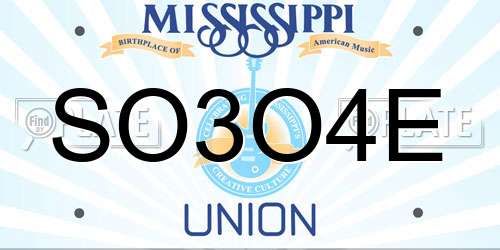 SO3O4E Mississippi License Plate
