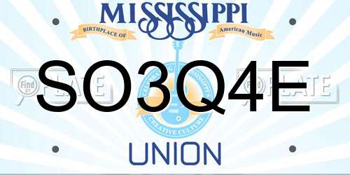 SO3Q4E Mississippi License Plate