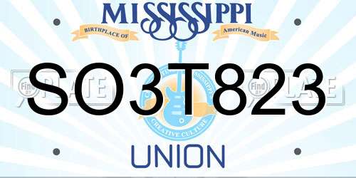 SO3T823 Mississippi License Plate