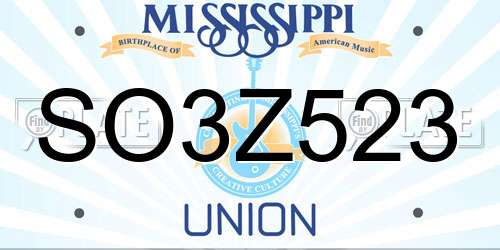 SO3Z523 Mississippi License Plate