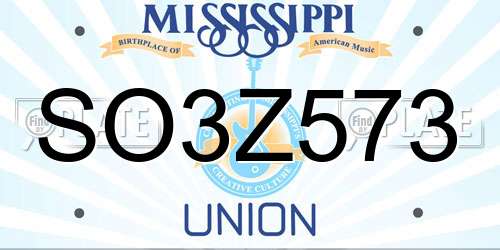 SO3Z573 Mississippi License Plate