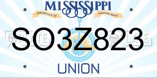 SO3Z823 Mississippi License Plate