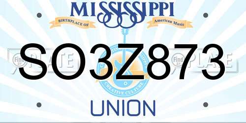 SO3Z873 Mississippi License Plate
