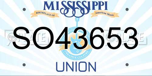 SO43653 Mississippi License Plate