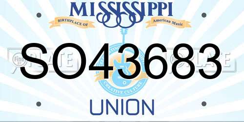 SO43683 Mississippi License Plate
