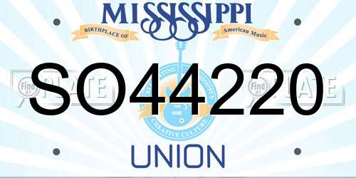 SO44220 Mississippi License Plate