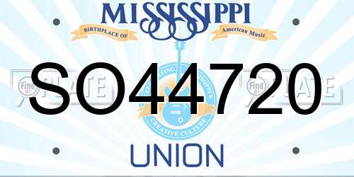 SO44720 Mississippi License Plate