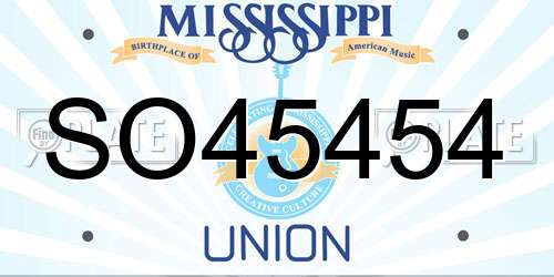 SO45454 Mississippi License Plate
