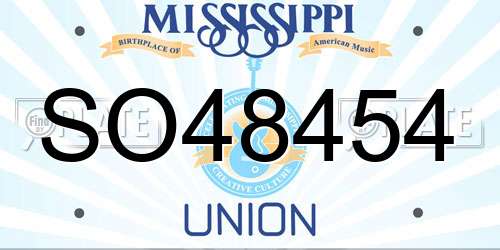 SO48454 Mississippi License Plate
