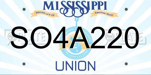 SO4A220 Mississippi License Plate