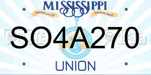 SO4A270 Mississippi License Plate