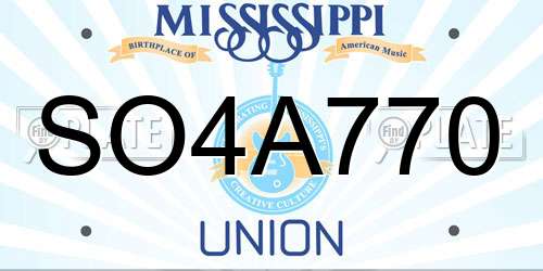 SO4A770 Mississippi License Plate