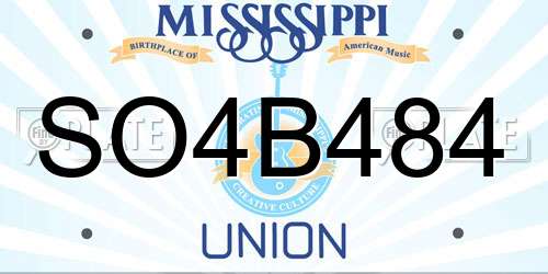 SO4B484 Mississippi License Plate
