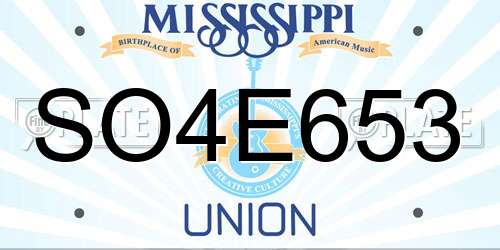 SO4E653 Mississippi License Plate