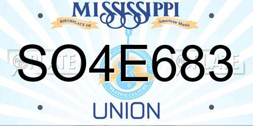 SO4E683 Mississippi License Plate