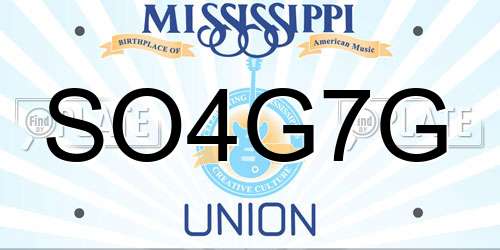 SO4G7G Mississippi License Plate