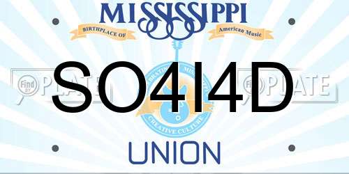 SO4I4D Mississippi License Plate