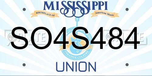 SO4S484 Mississippi License Plate