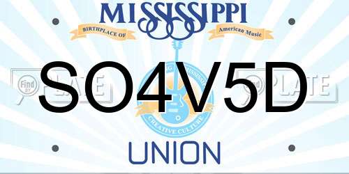 SO4V5D Mississippi License Plate