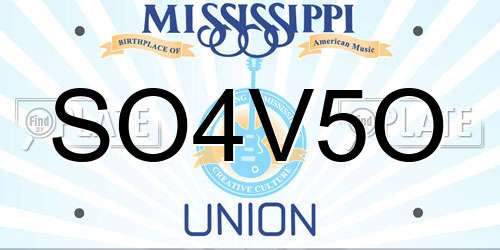 SO4V5O Mississippi License Plate