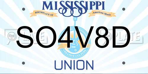 SO4V8D Mississippi License Plate