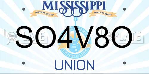 SO4V8O Mississippi License Plate