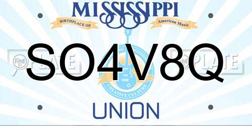 SO4V8Q Mississippi License Plate