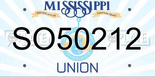 SO50212 Mississippi License Plate