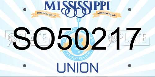 SO50217 Mississippi License Plate
